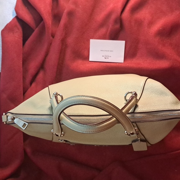 🥰Coach Prairie Soft Seafoam Green Pebble Leather Satchel/Crossbody Like New - Picture 7 of 11